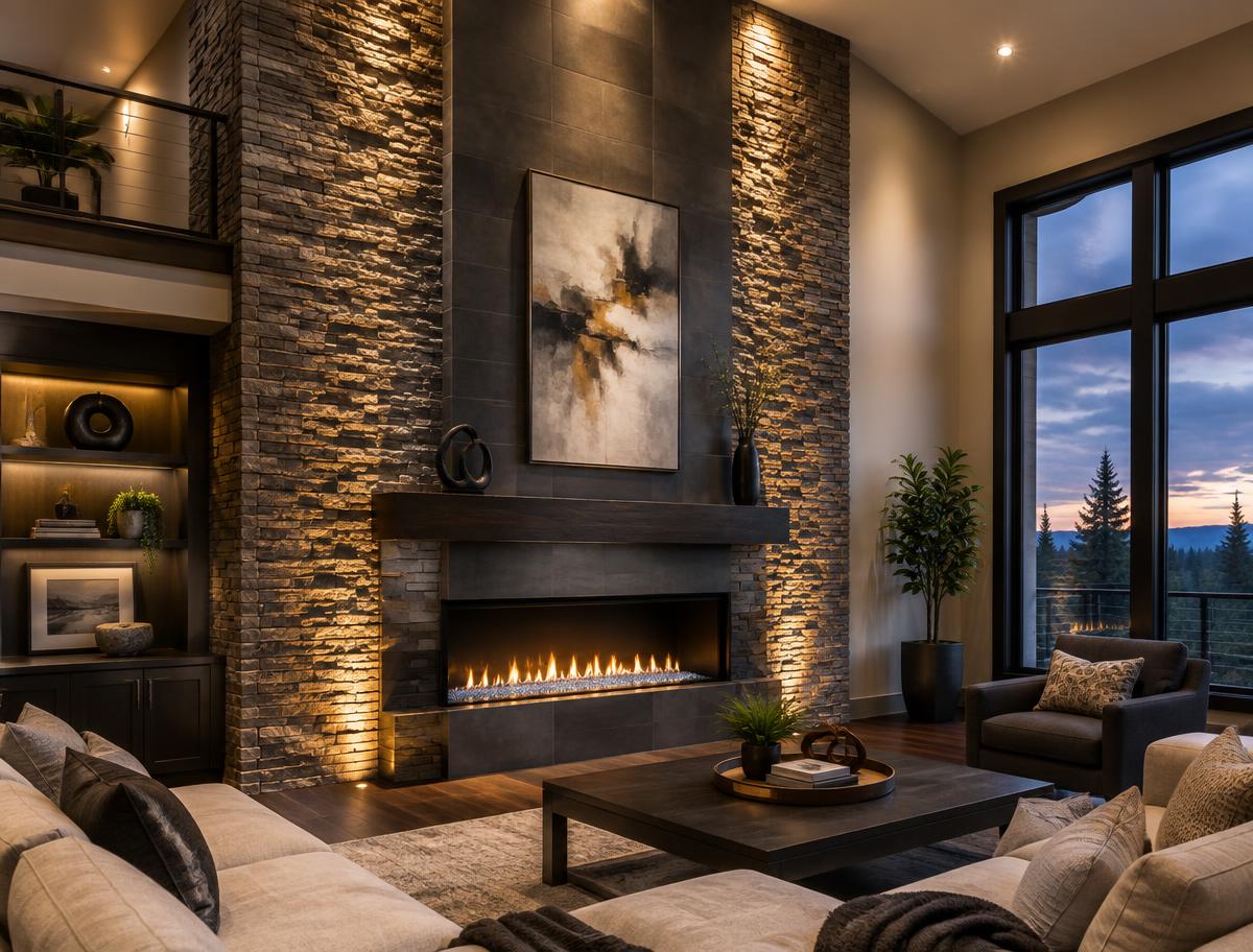 Stone fireplace surround
